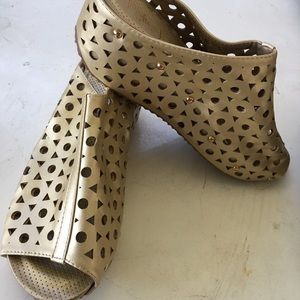Gold slip on sandals
